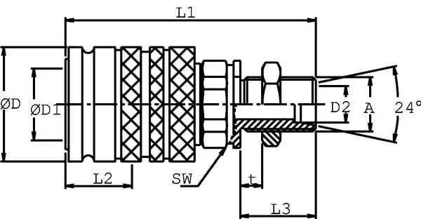 DNP - SKPF25T30 - DNP Coupling Housing 1"-M30x2.0-20S