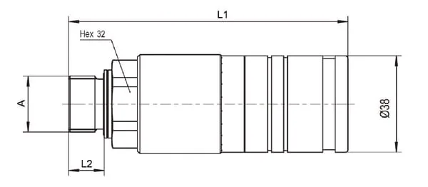 DNP - UX101N1522L - DNP Coupling Housing M22 x 1.5 - 15L Shot