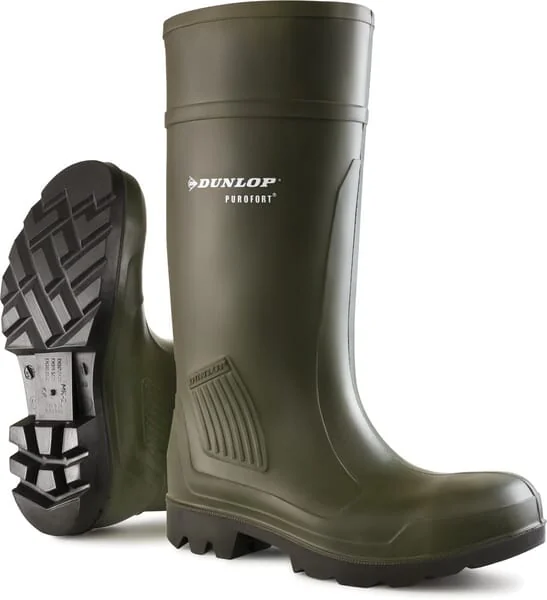 Dunlop - C46293344 - Protective Boots Green, Class S5, Size 10 Wellingtons Purofort Professional