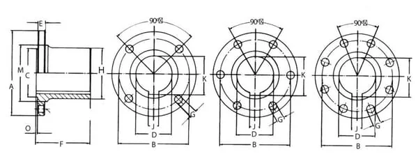 Elbe - EDS14120108 - DIN Flange 50h7 Key 14-M10 90° F=70