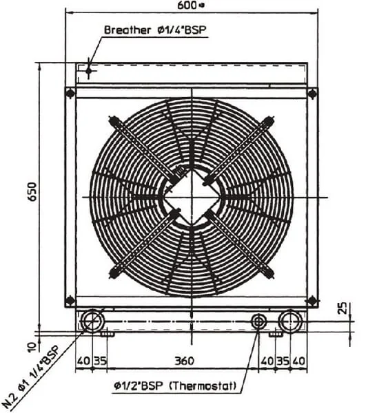 Emmegi - OK2050K12201 - Emmegi Oil Cooler (12V) 38-50°C 2050K-12-2-01