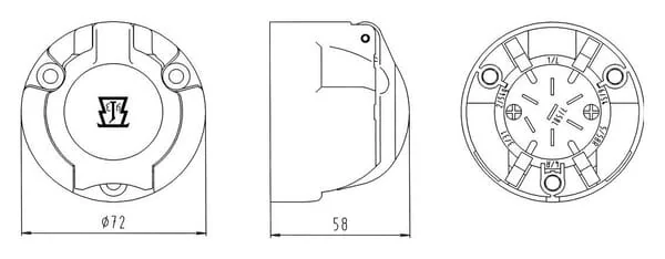 Erich Jaeger - 101018JAE - Socket Aluminium 7-Pole Flat Plug Connection