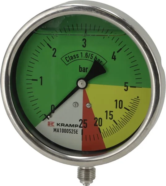 ET - MA100525E - Pressure Gauge Diameter 100 mm 0-5-20-25 1/4" BSP Bottom Connection
