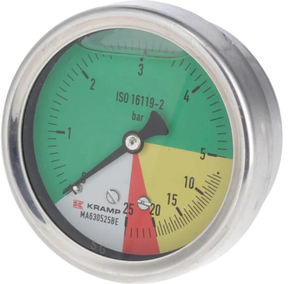 ET - MA630525BE - Pressure Gauge Diameter 63 mm 0-5-20-25 1/4" BSP Rear Connection
