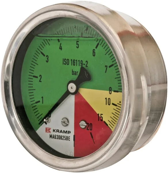 ET - MA630825BE - Pressure Gauge Diameter 63mm 0-8-15-25 1/4" BSP Rear Connection