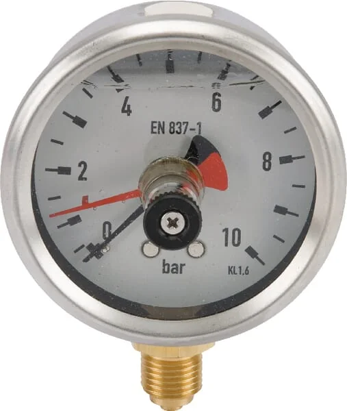 ET - MA6310MEMPOINT - Pressure Gauge Diameter 63mm 0-10 Bar Stainless Steel Housing Drag Pointer