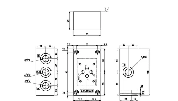 Eurofluid - ES3D38L3 - Subplate Side Port A-P / B, T