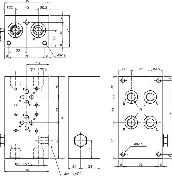 Eurofluid - MR33GZCA - Eurofluid Base Plate MR 3-3-GZCA NG-6 On
