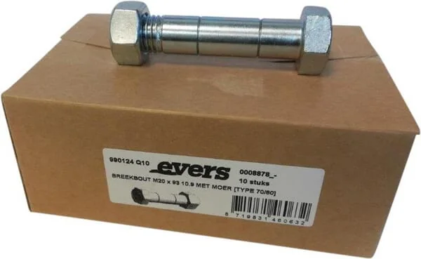 Evers - 990124Q10 - Shear Bolt With Nut (10 Pcs) M20x93 10.9 Type 70/80