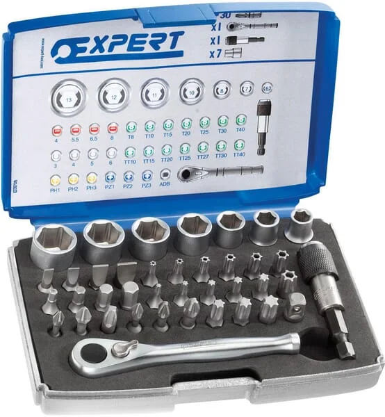 Expert - E131705 - Expert Bit Set Ratchet Sockets 1/4" 39-Piece