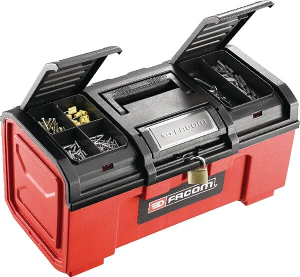 Facom - BPC19NPB - Toolbox 271x481x237mm, 25l Capacity, Black/Red Polypropylene:Metal, Facom