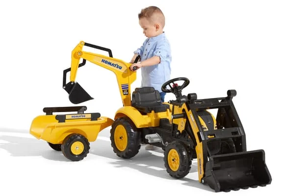 Falk - F2076N - Komatsu Backhoe With Front Loader And Trailer