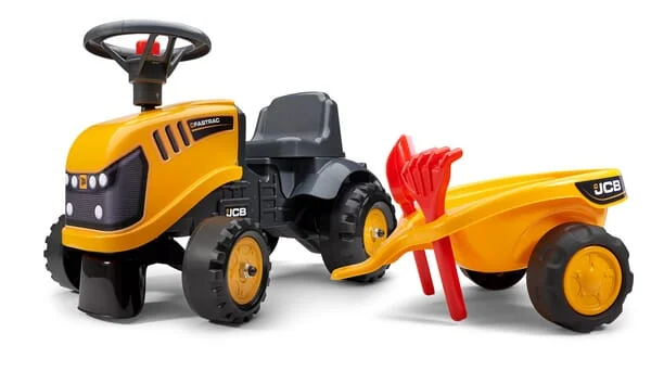 Falk - F215C - Baby JCB Ride-On Tractor With Trailer, Rake & Shovel