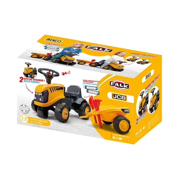 Falk - F215C - Baby JCB Ride-On Tractor With Trailer, Rake & Shovel
