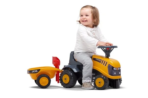 Falk - F215C - Baby JCB Ride-On Tractor With Trailer, Rake & Shovel