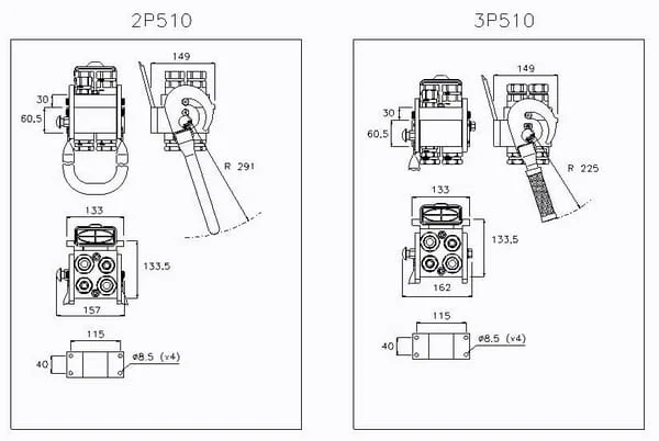 Faster - 3P5104AFC - Multifaster Coupling DN12/DN20-2 x 1/2"- 2 x 3/4" BSPP Fixed Part, Female