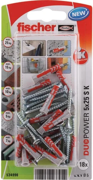 Fischer - 534996 - Plug DUOPOWER 5x25 S K 18pcs