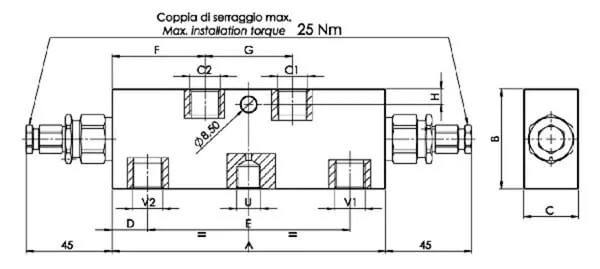 FluidPress - FPOE70D12LA35B - Counter Balance Valve Double 1/2"