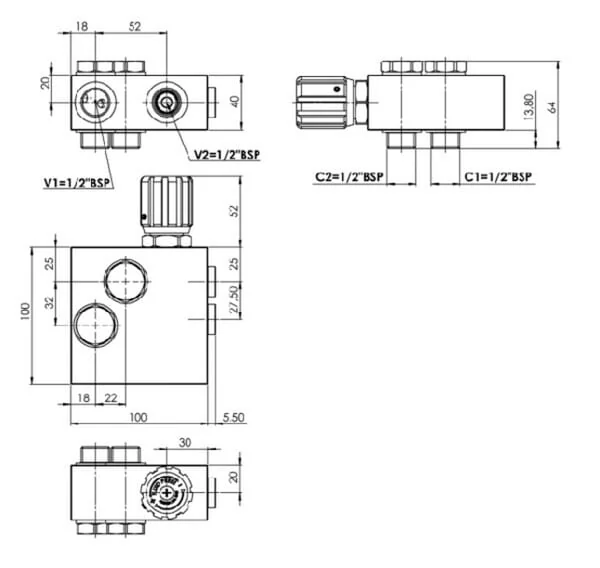 FluidPress - FPRF90DVD32R12OMS - Flow Control For OMS 3 Way