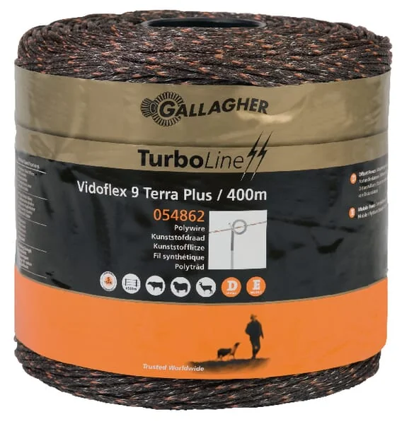 Gallagher - 054862GAL - Polywire, Vidoflex 9 Turboline Plus Terra 400m
