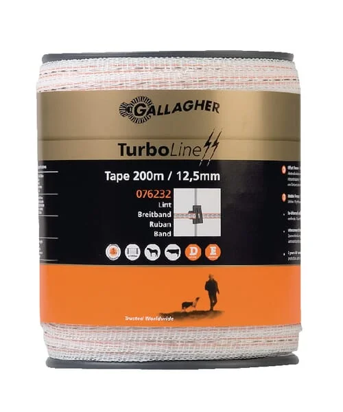 Gallagher - 076232GAL - Turboline Fence Tape, 12.5mm 200 m