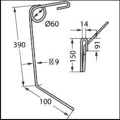 Gaspardo - G18903640R - Harrow Tine Short Gaspardo
