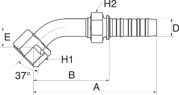 Gates - 10GS12FJX45S - Gates Fitting 45° DN16-1" 1/16 JIC