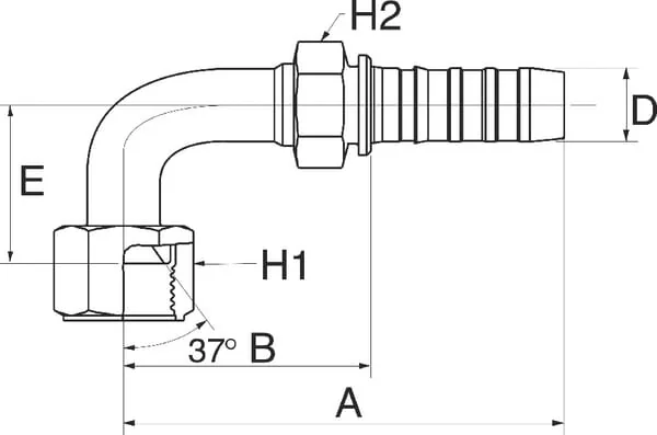 Gates - 12GS12FJX90S - Gates Fitting 90° N20-1"1/16 JIC