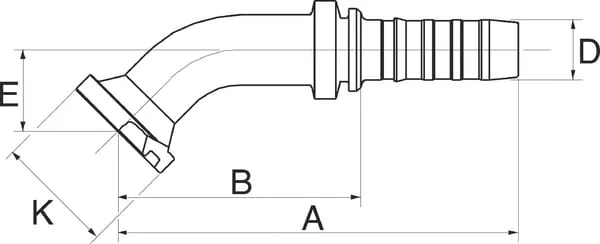 Gates - 16GS16FL45M - Gates Column DN25 + 44.5 Flange 45°
