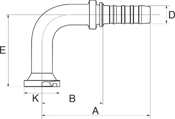 Gates - 16GS16FLH90100 - Insert DN25-47.6 Flange 90°