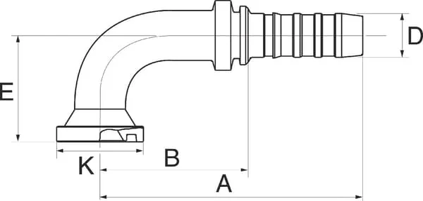 Gates - 16GS20FLH90S - Gates Pillar DN25 + 54 Flange 90°