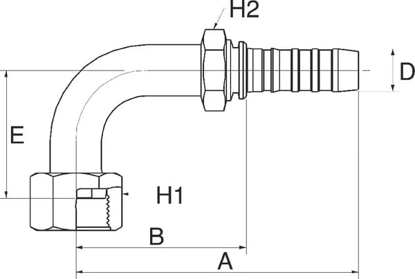 Gates - 20GS20FFORX90M - Gates Pillar DN32-1"11/16 SAE 90°