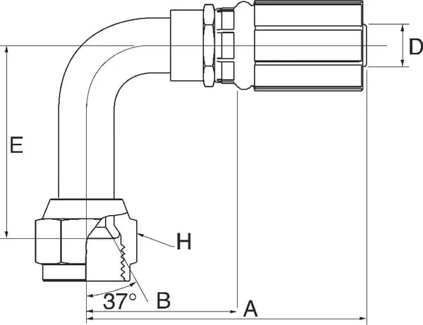 Gates - 6G6FJX90L - Gates Fitting 90° DN10-9/16 JIC