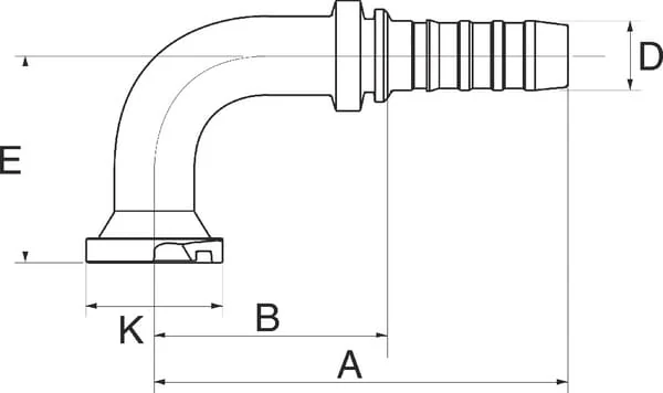 Gates - 8GS8FLH90M - Gates Fitting DN13 + 31.8 Flange 90°