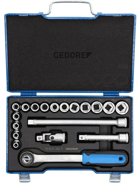 Gedore - 19JMU3GED - Socket Set 1/2" 19 Pcs Hex 8-24 mm