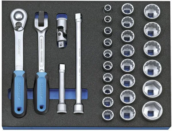 Gedore - 2005CT2D19GED - Socket Set 1/2" in 2/4 CT Tool Module, 29 Pcs