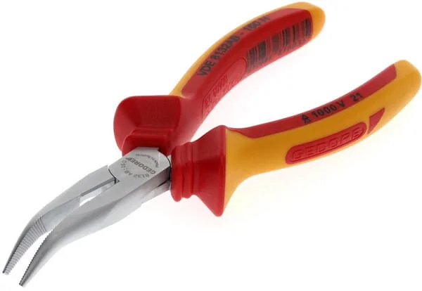 Gedore - VDE8132AB160HGED - VDE Bent Nose Telephone Pliers With VDE Insulating Sleeves 160mm