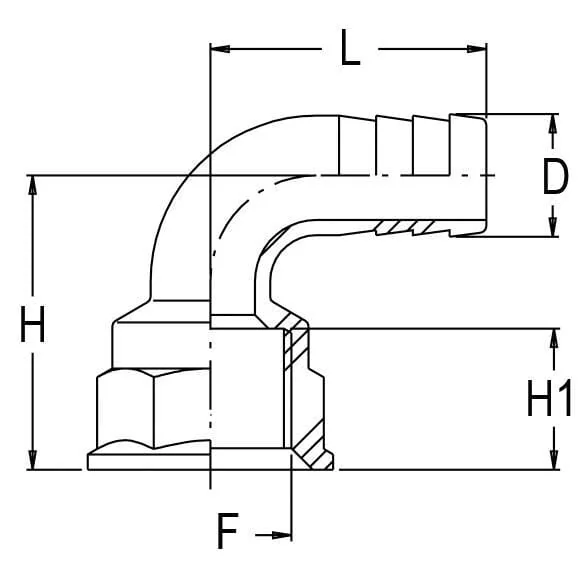 GEOline - 8010204 - Hose Tail 90° 30mm x 3/4" F