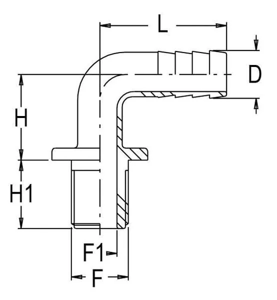 GEOline - 8011355 - Hose Tail 90° 40mm x 1 1/2" M