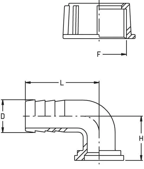 GEOline - 8013250 - Hose Tail 90° 25mm For 1" Fly Nut
