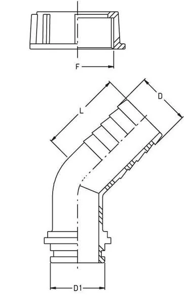 GEOline - 8015352 - Hose Tail 45° 40mm For 1 1/2" Fly Nut