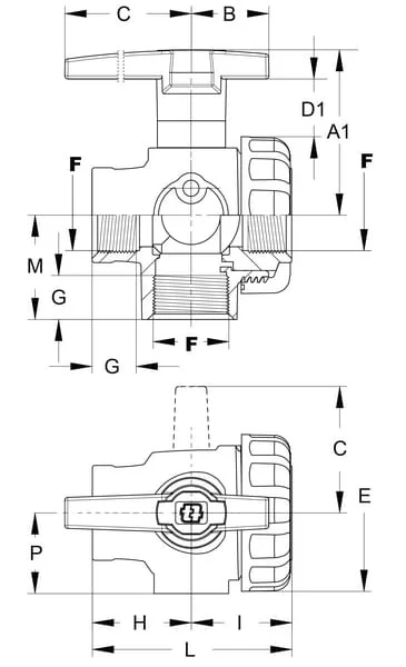 GEOline - 8216151 - 1/2" 3-Way Ball Valve