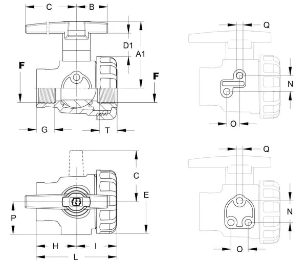 GEOline - 8217151 - 1/2" 2-Way Ball Valve Panel Mounting