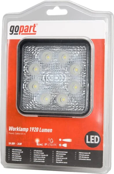 Gopart - LA15025 - Work Light LED, 24W, 1920lm, Square, 10/30V, 110x45x110mm, Flood, 8 LED