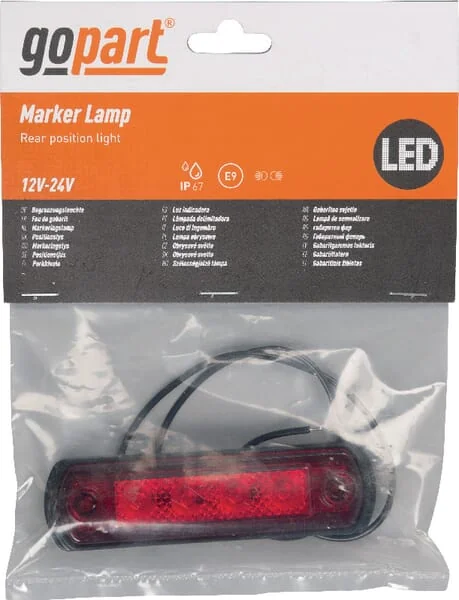 Gopart - LA35058 - Marker Light LED, 0.5/1W, Rectangular, 12/24V, Red, 82x31x15mm, 4 LED's