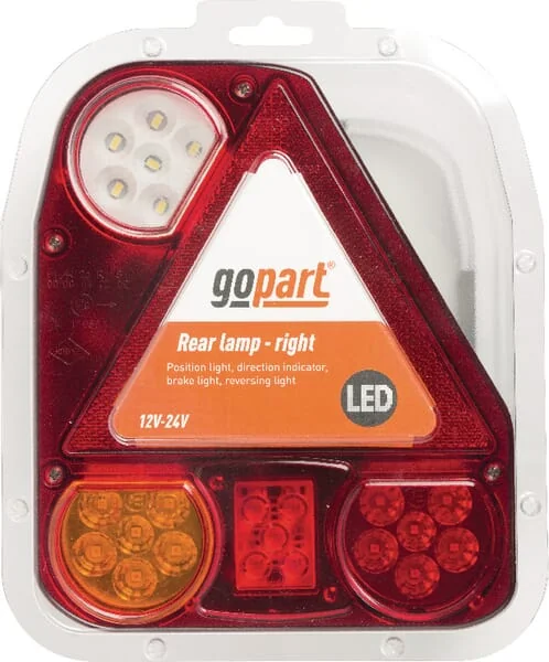 Gopart - LA45002 - Rear Light RH LED, Rectangular, 12/24V, White/Orange/Red, 206x55x174mm