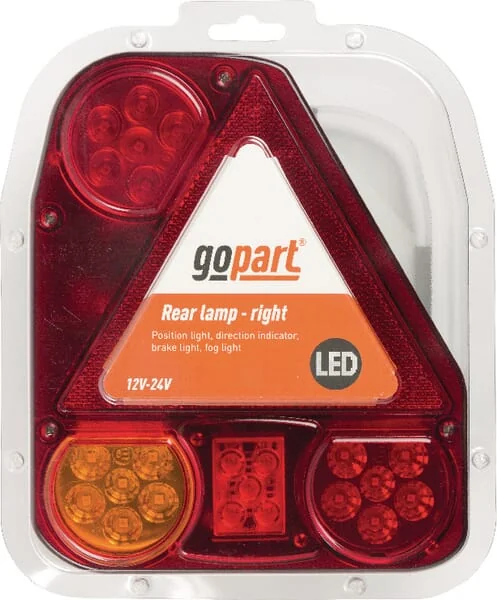 Gopart - LA45003 - Rear Light RH LED, Rectangular, 12/24V, Red/Orange, 206x55x174mm