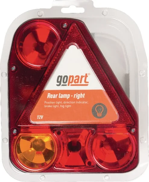 Gopart - LA45010 - Rear Light RH Rectangular, 12/24V, Red/Orange, 206x54.5x174mm