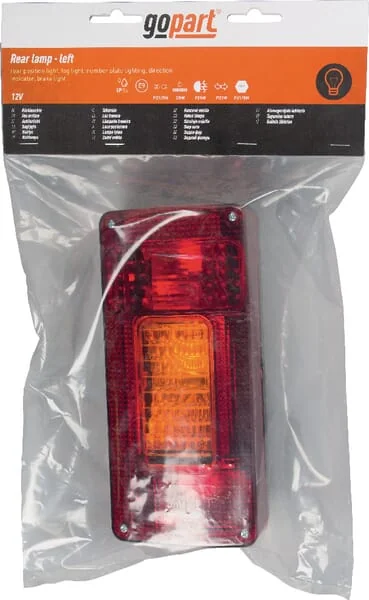 Gopart - LA45015 - Rear Light LH 5/21W, Rectangular, 12/24V, White/Orange/Red, 218x54.5x100mm