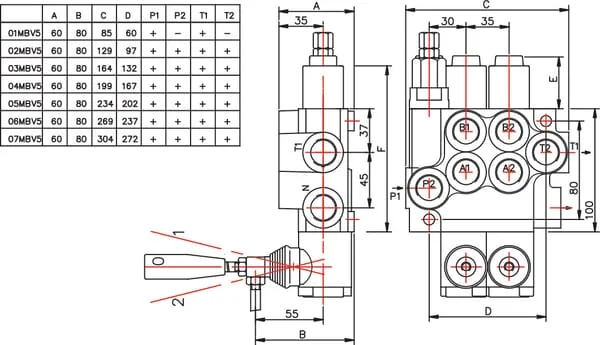 Gopart - MBV52005GP - Gopart Steering Valve MBV5 A1C1(G3/8)KZ1 C2(G3/8)